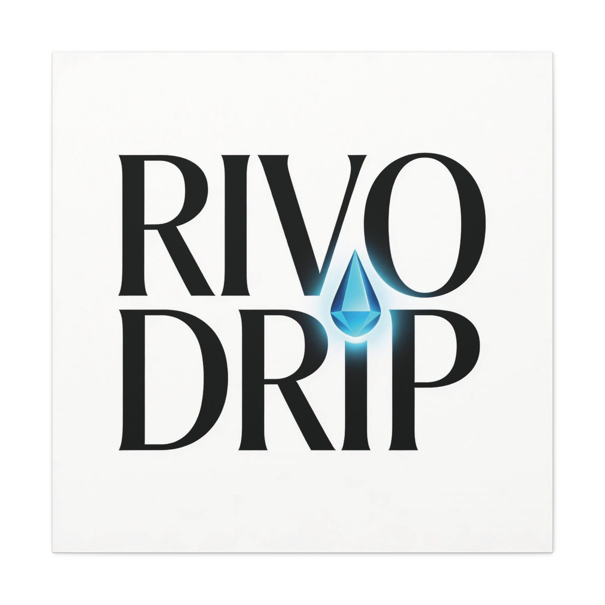 Personalize Logo Matte Canvas Print — Stretched Wall Art with Blue Droplet