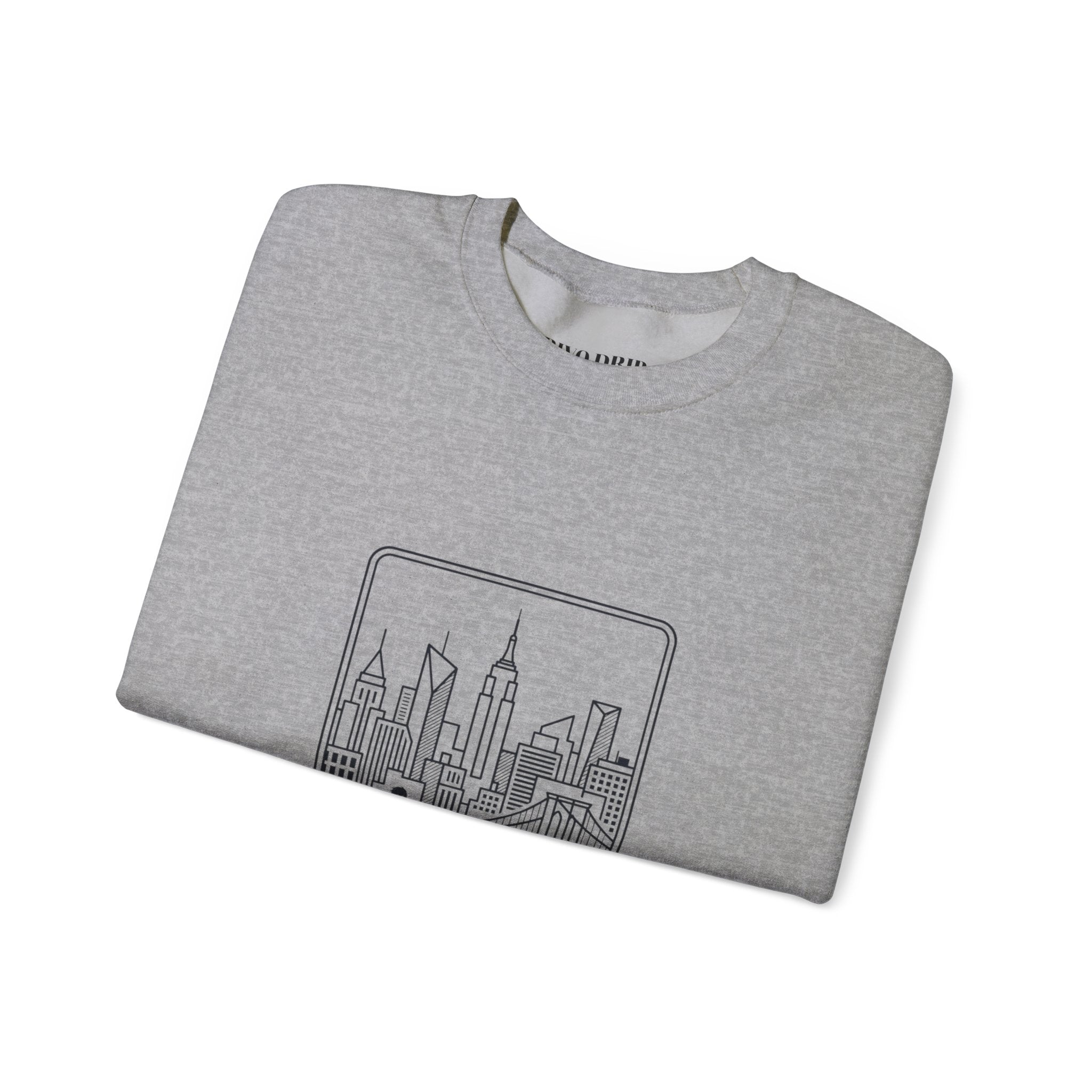 City Nights Crewneck Sweatshirt — 'Run / Midnight' Urban Skyline Graphic