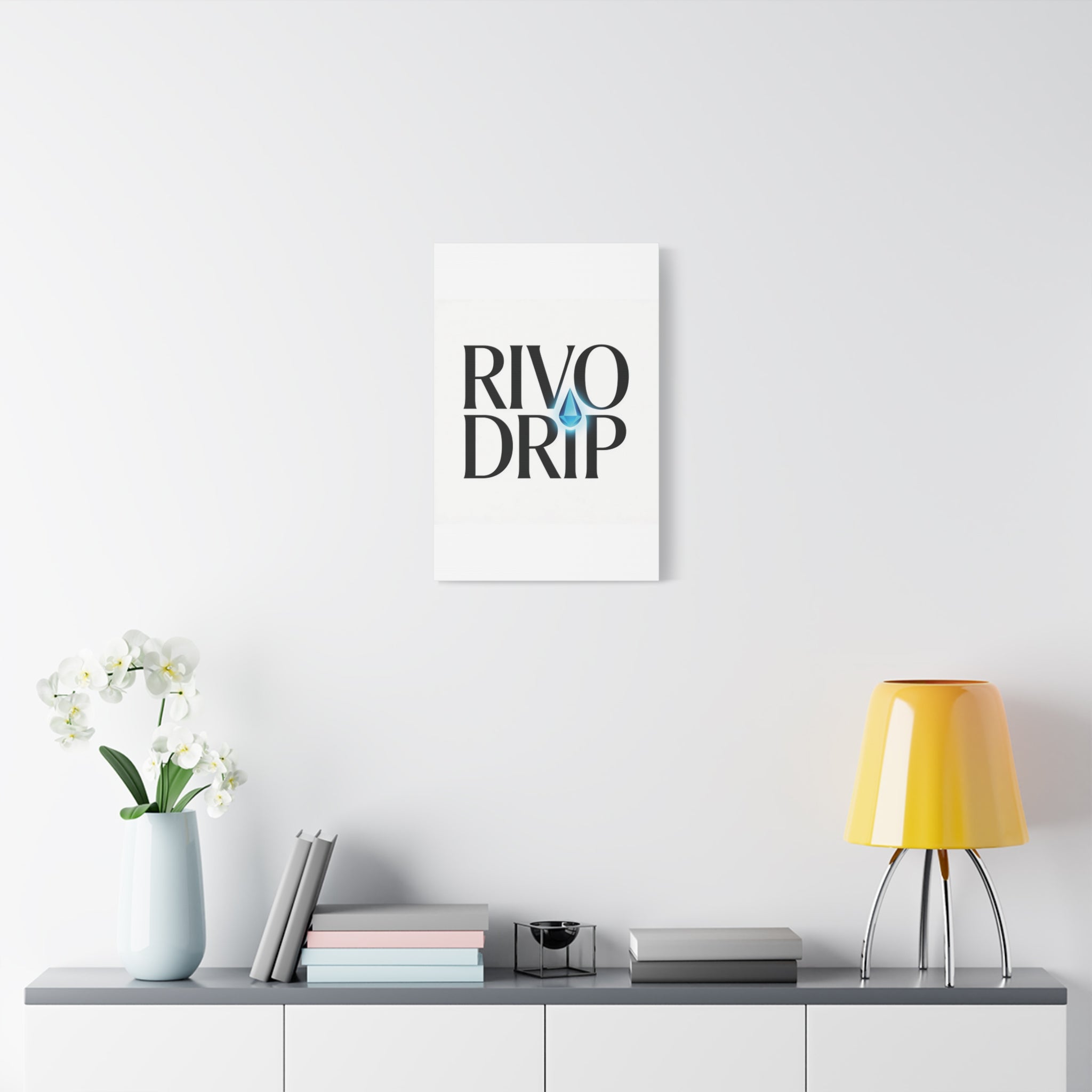 Personalize Logo Matte Canvas Print — Stretched Wall Art with Blue Droplet