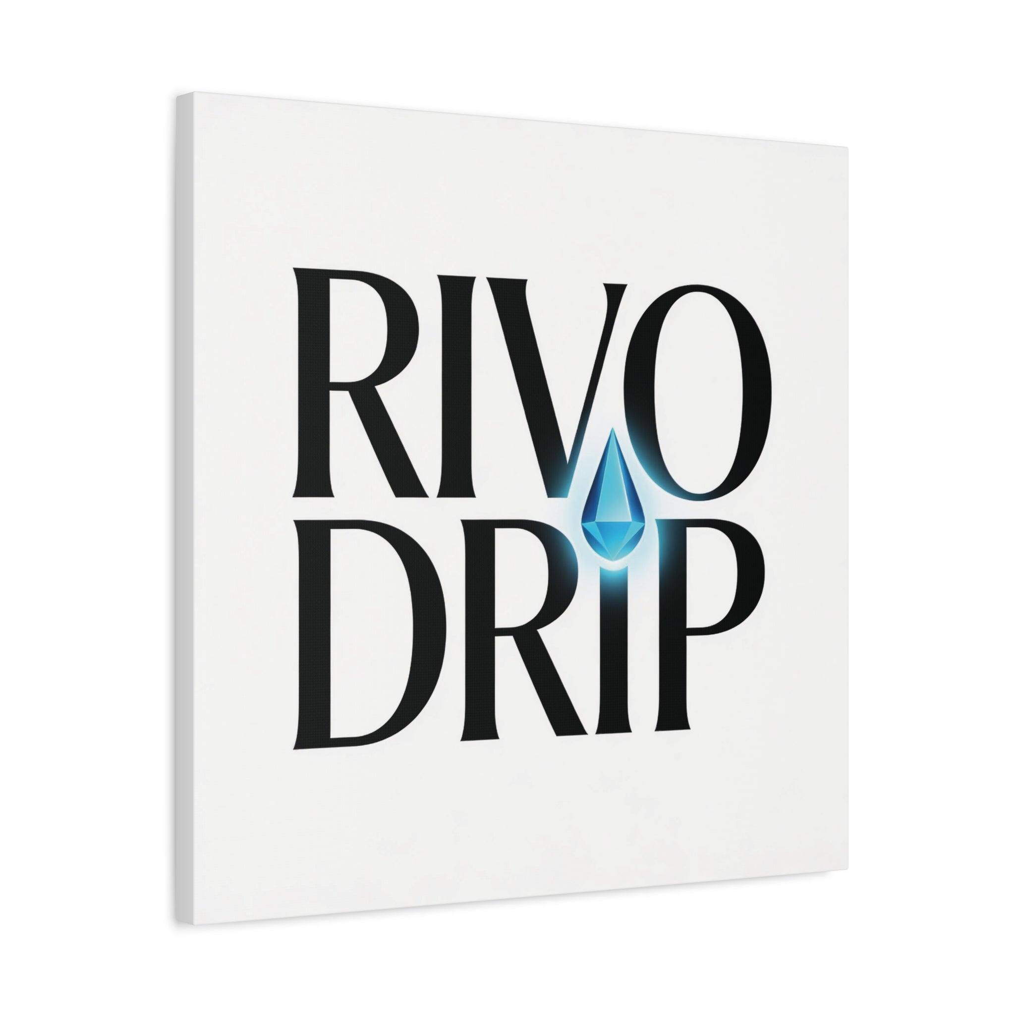 Personalize Logo Matte Canvas Print — Stretched Wall Art with Blue Droplet