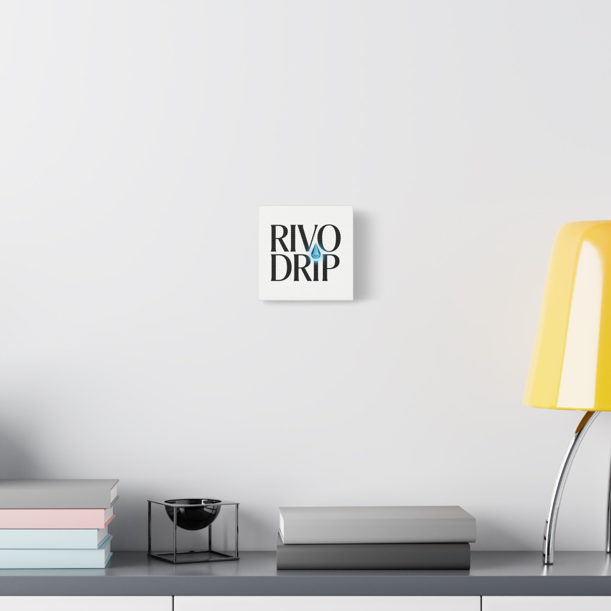 Personalize Logo Matte Canvas Print — Stretched Wall Art with Blue Droplet