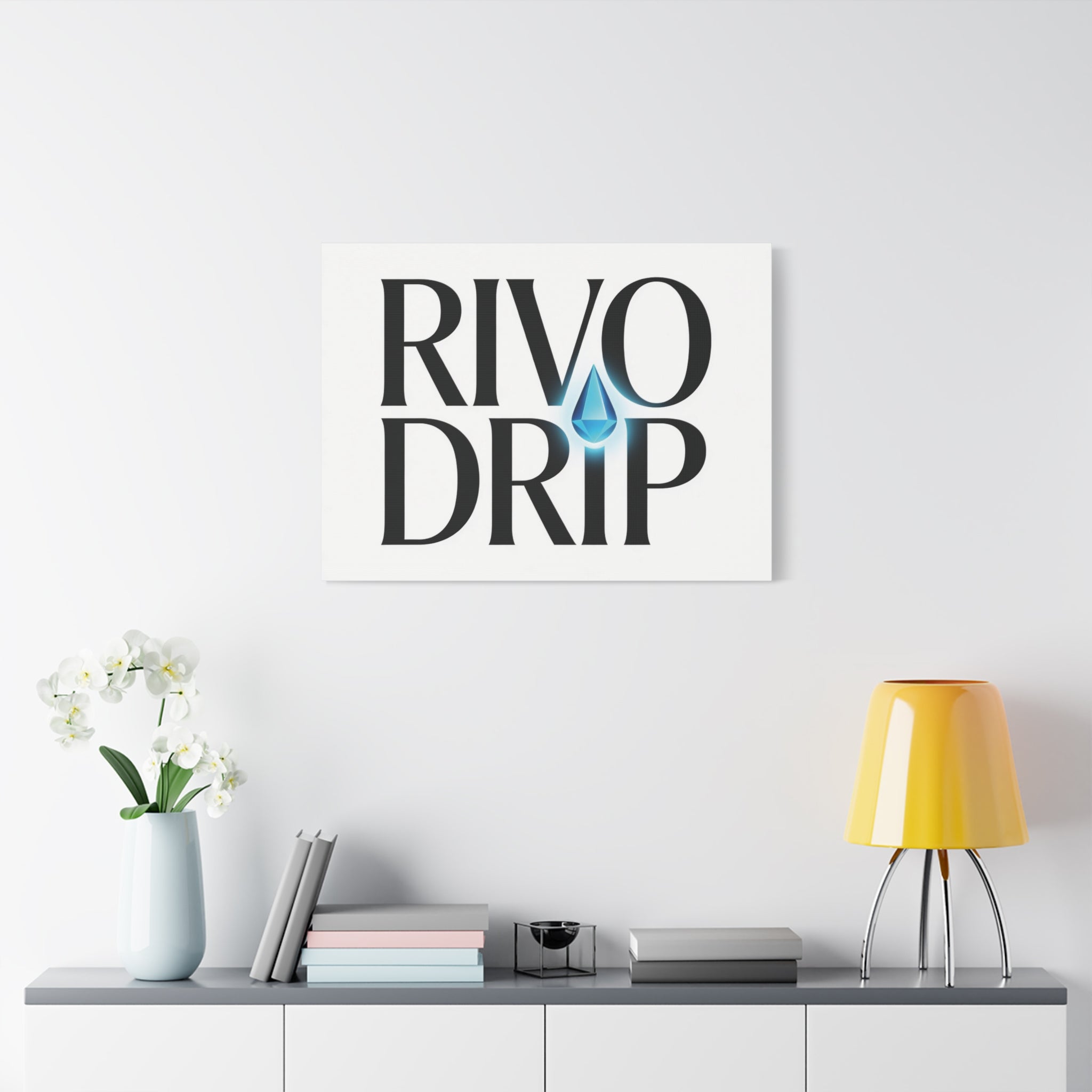 Personalize Logo Matte Canvas Print — Stretched Wall Art with Blue Droplet