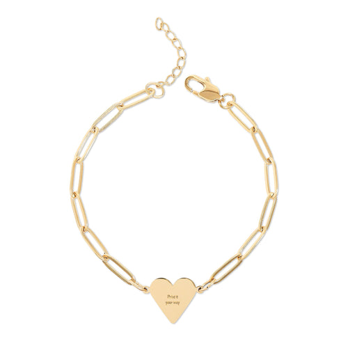 Engravable Paperclip Heart Bracelet — Personalized Gold/Rose Gold Chain Gift