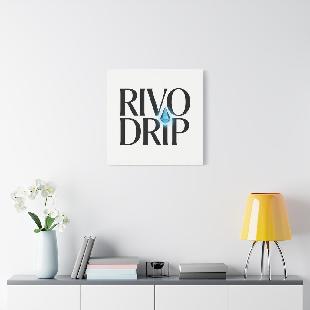Personalize Logo Matte Canvas Print — Stretched Wall Art with Blue Droplet