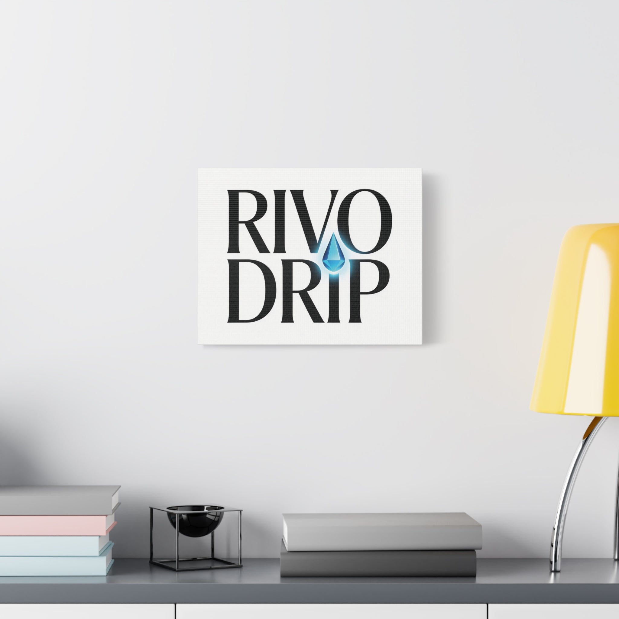 Personalize Logo Matte Canvas Print — Stretched Wall Art with Blue Droplet