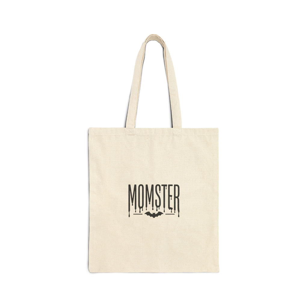 Momster vampire lettering tote | Halloween mom tote, bats purple orange accents