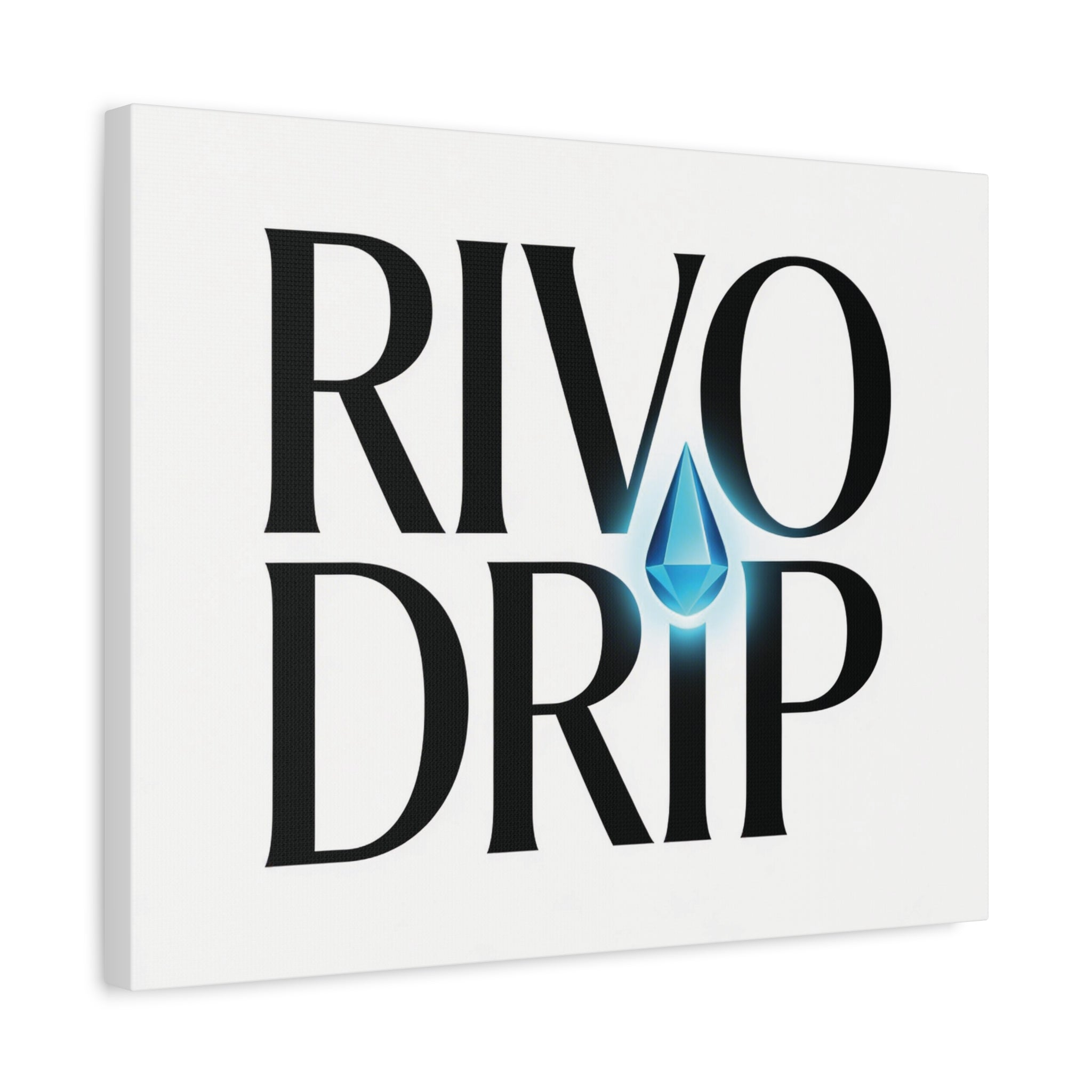 Personalize Logo Matte Canvas Print — Stretched Wall Art with Blue Droplet