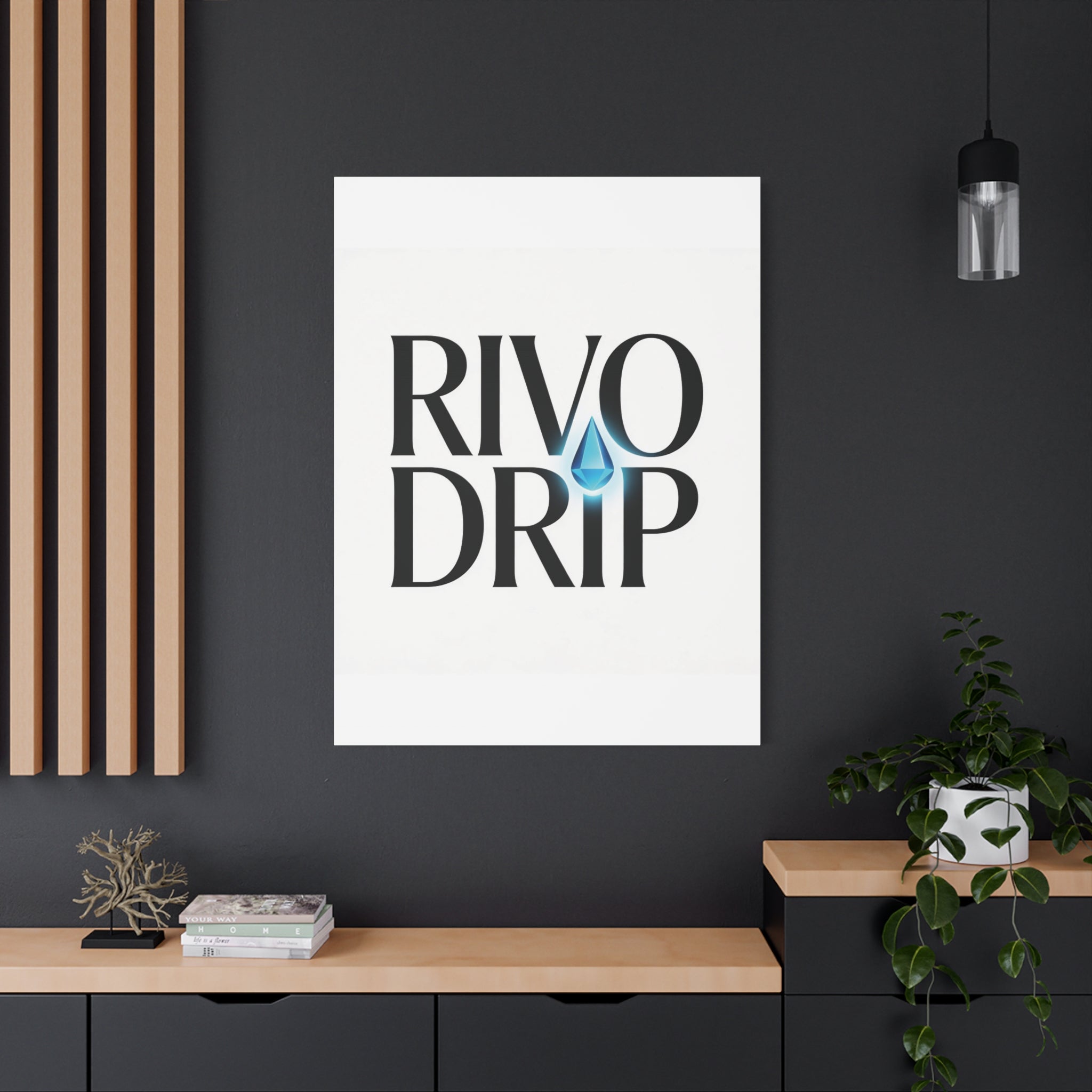 Personalize Logo Matte Canvas Print — Stretched Wall Art with Blue Droplet