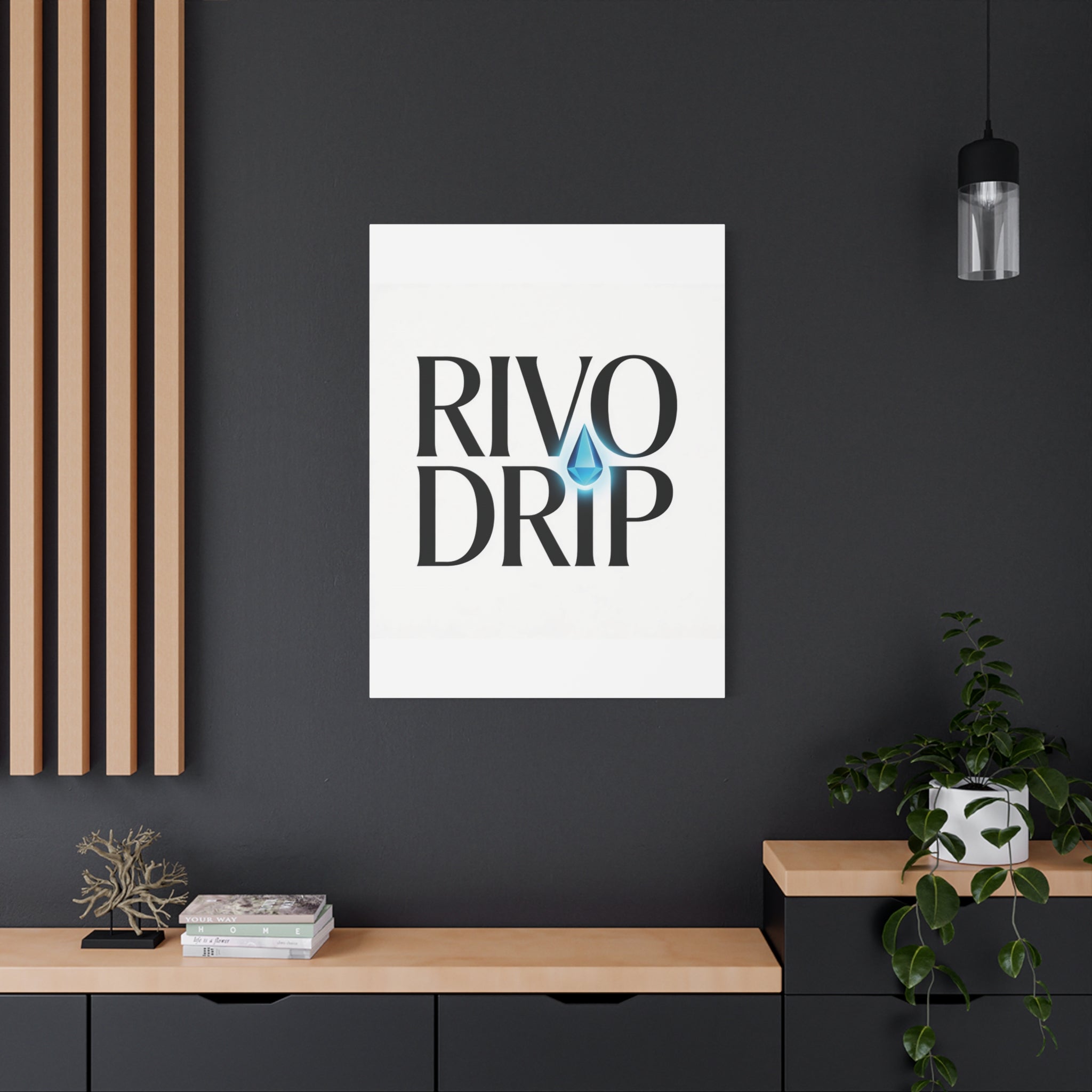 Personalize Logo Matte Canvas Print — Stretched Wall Art with Blue Droplet