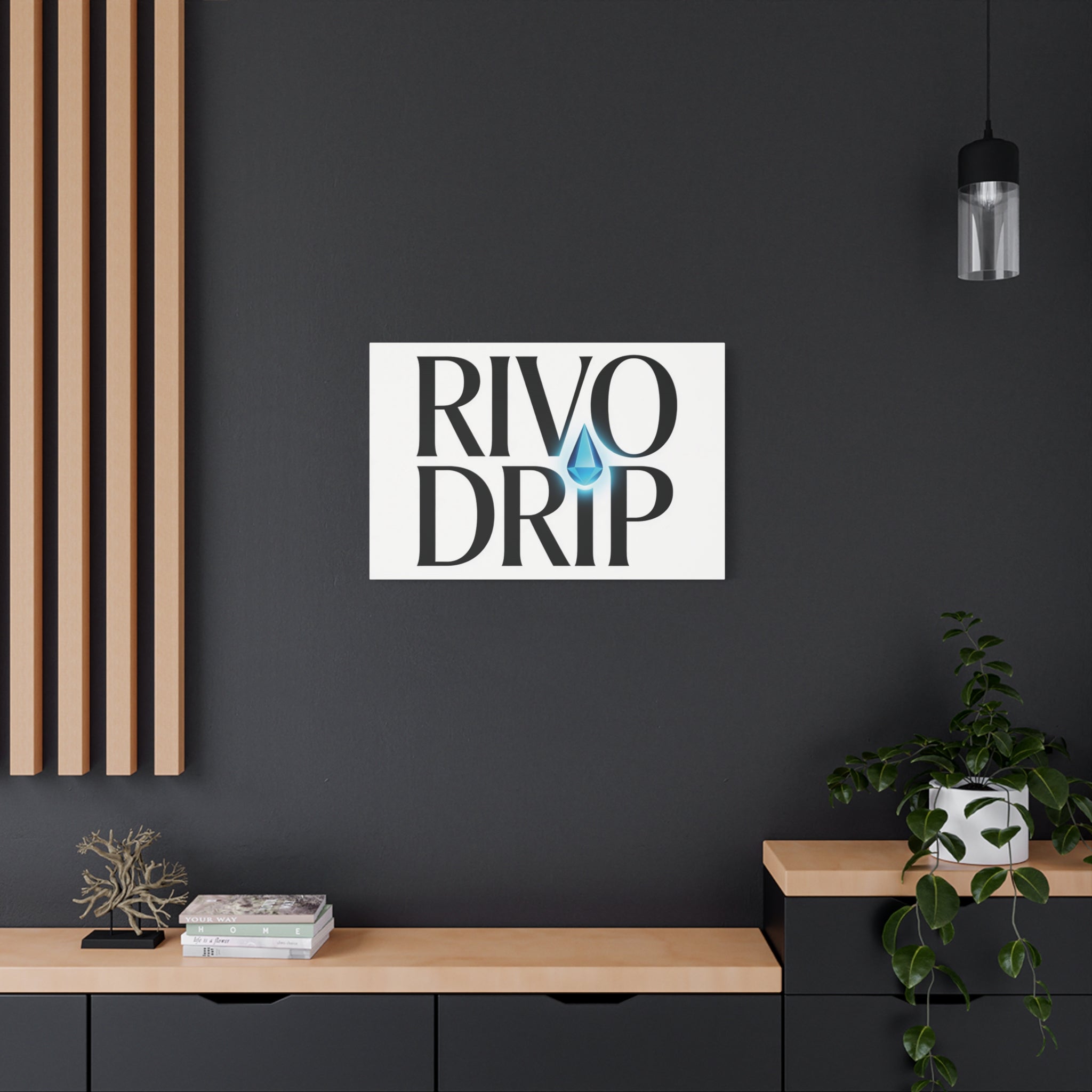 Personalize Logo Matte Canvas Print — Stretched Wall Art with Blue Droplet