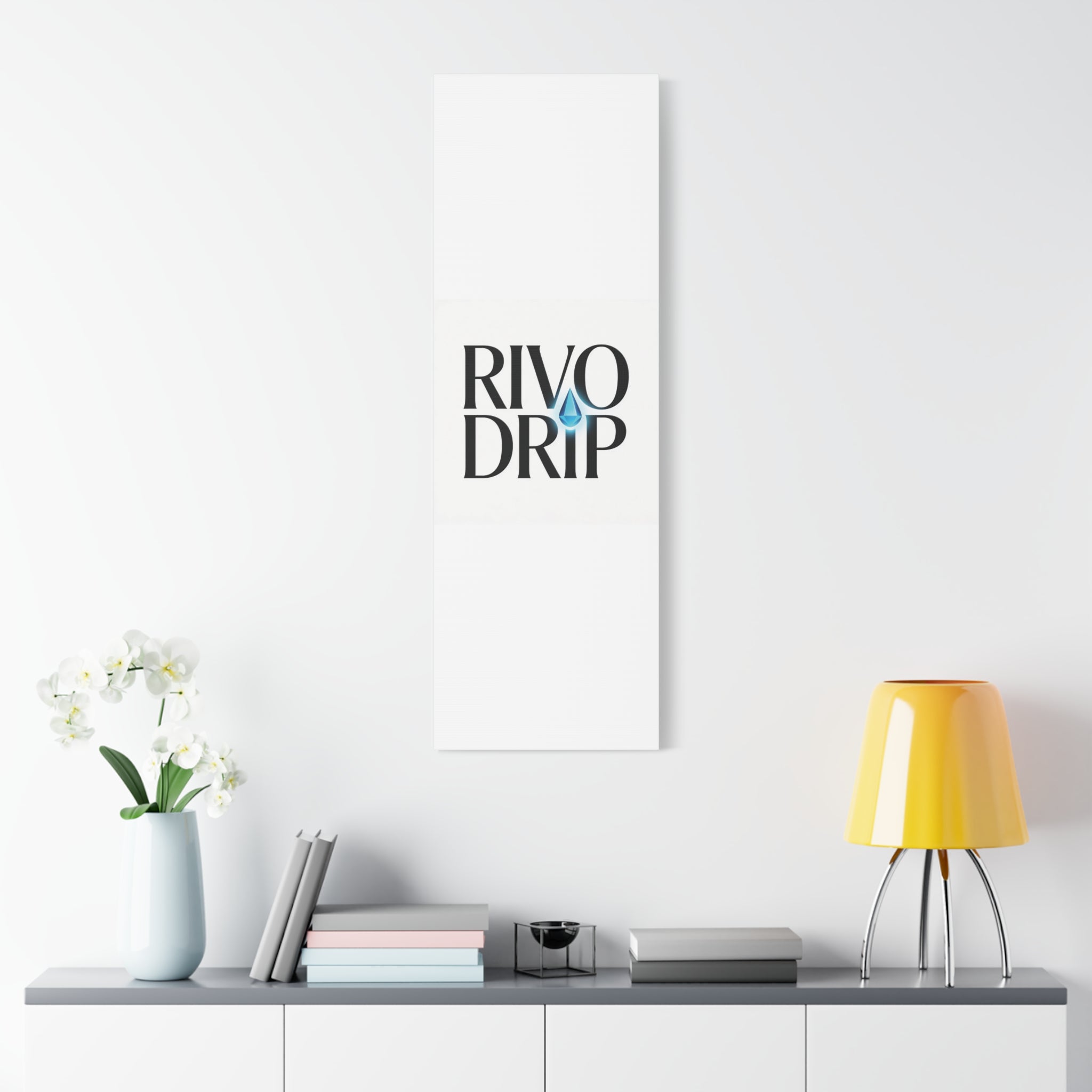 Personalize Logo Matte Canvas Print — Stretched Wall Art with Blue Droplet