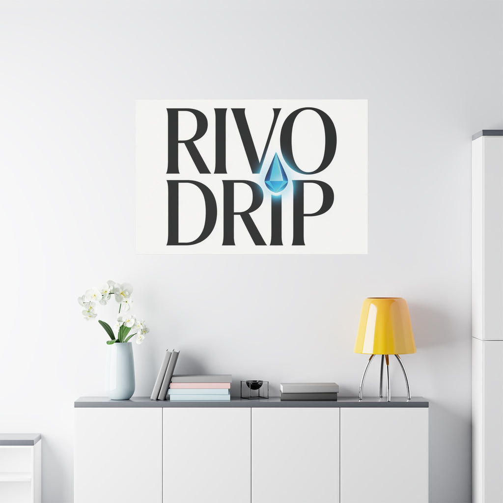 Personalize Logo Matte Canvas Print — Stretched Wall Art with Blue Droplet