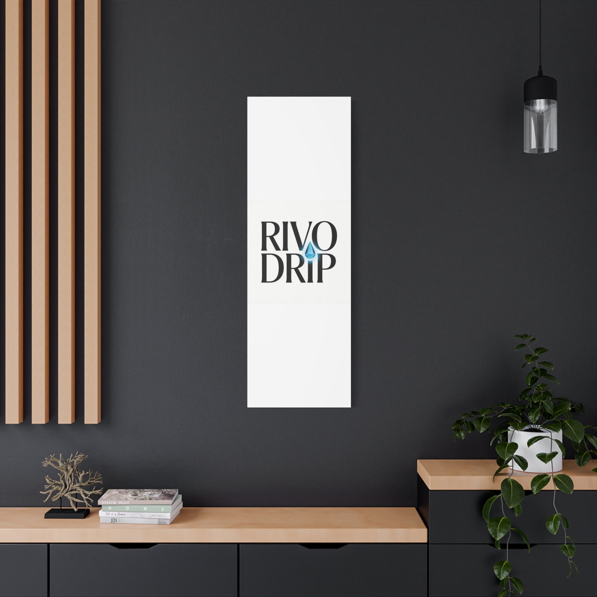 Personalize Logo Matte Canvas Print — Stretched Wall Art with Blue Droplet