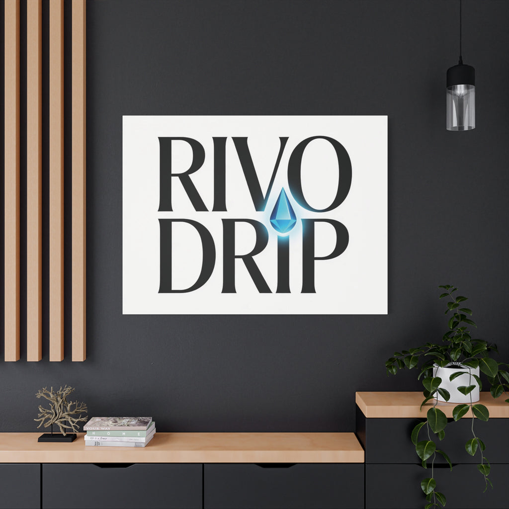Personalize Logo Matte Canvas Print — Stretched Wall Art with Blue Droplet
