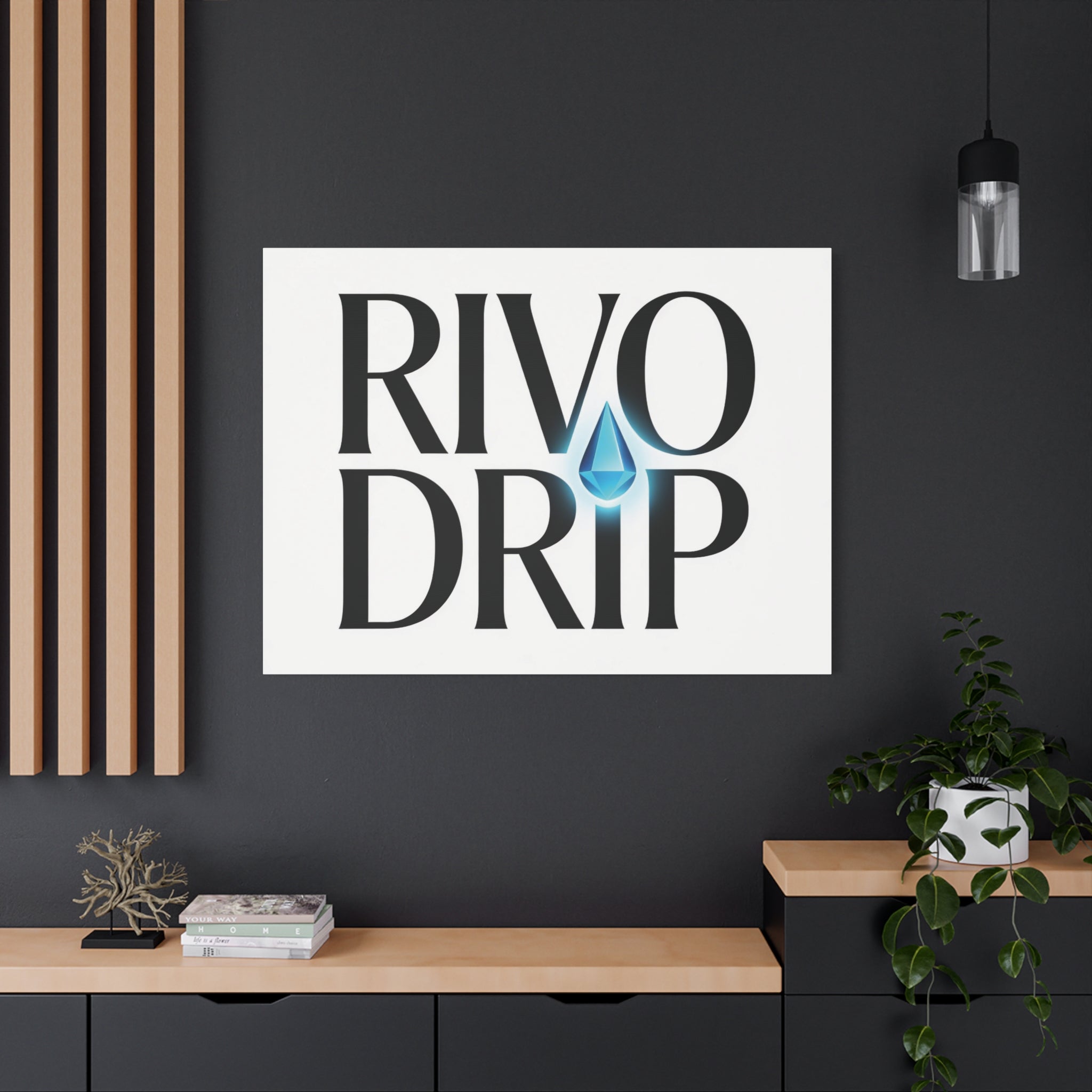 Personalize Logo Matte Canvas Print — Stretched Wall Art with Blue Droplet