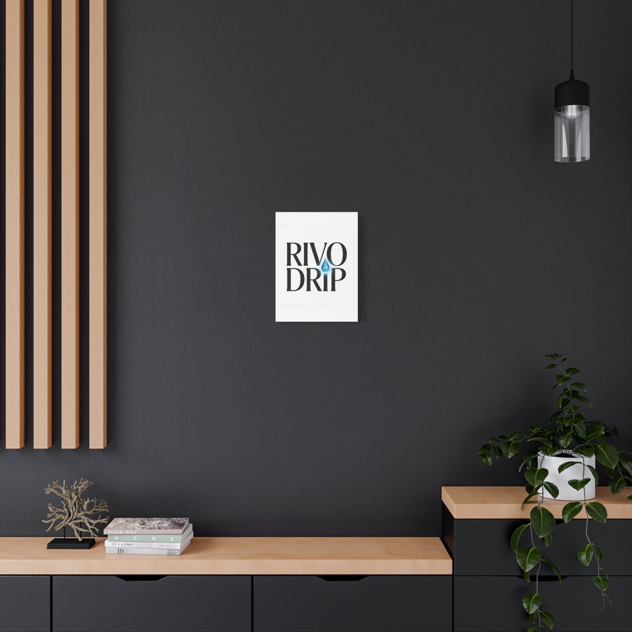 Personalize Logo Matte Canvas Print — Stretched Wall Art with Blue Droplet