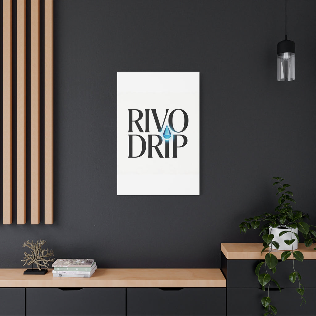 Personalize Logo Matte Canvas Print — Stretched Wall Art with Blue Droplet