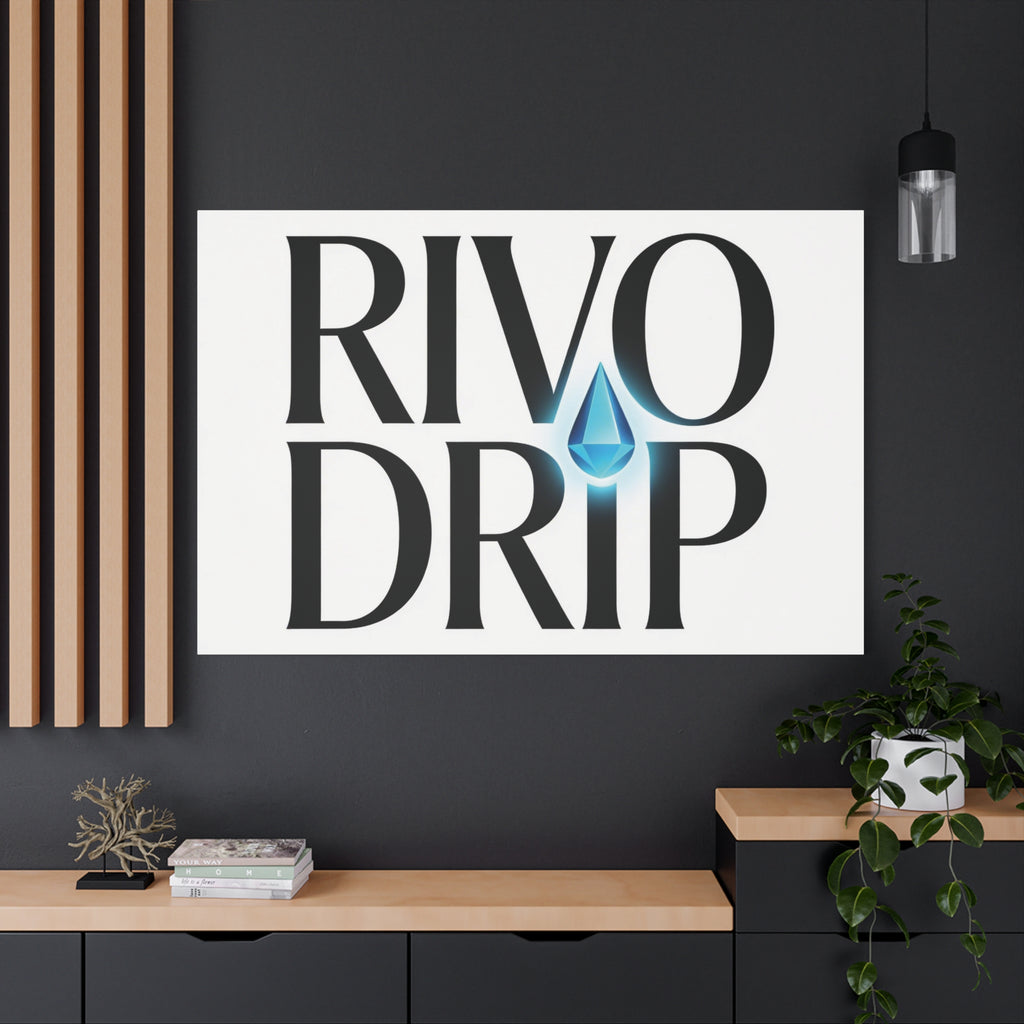 Personalize Logo Matte Canvas Print — Stretched Wall Art with Blue Droplet