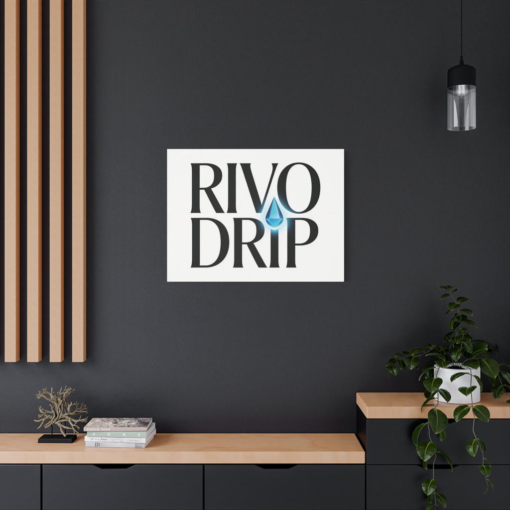 Personalize Logo Matte Canvas Print — Stretched Wall Art with Blue Droplet