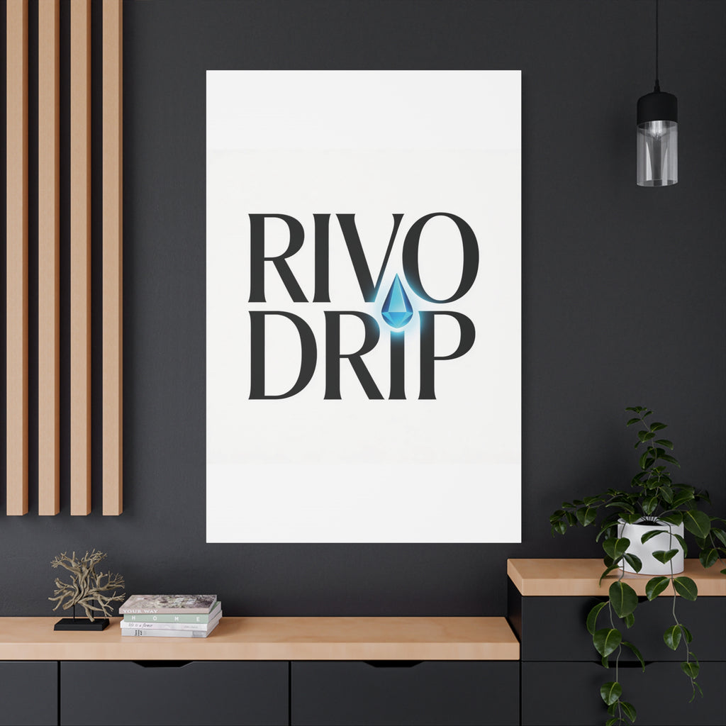 Personalize Logo Matte Canvas Print — Stretched Wall Art with Blue Droplet