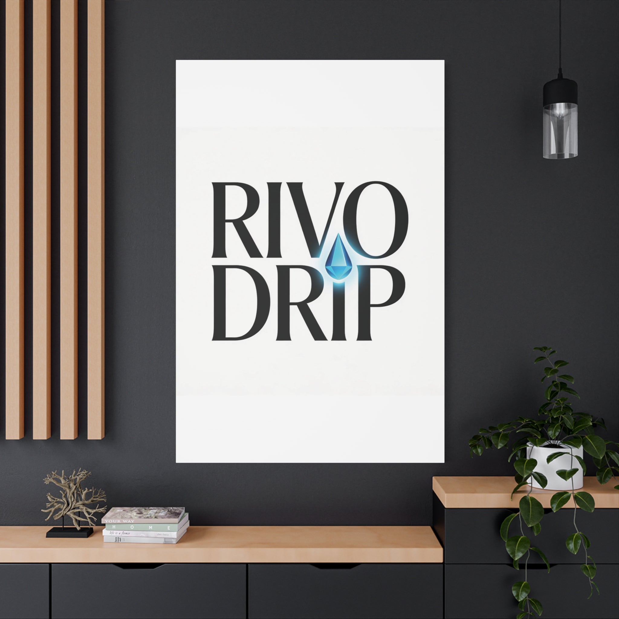 Personalize Logo Matte Canvas Print — Stretched Wall Art with Blue Droplet