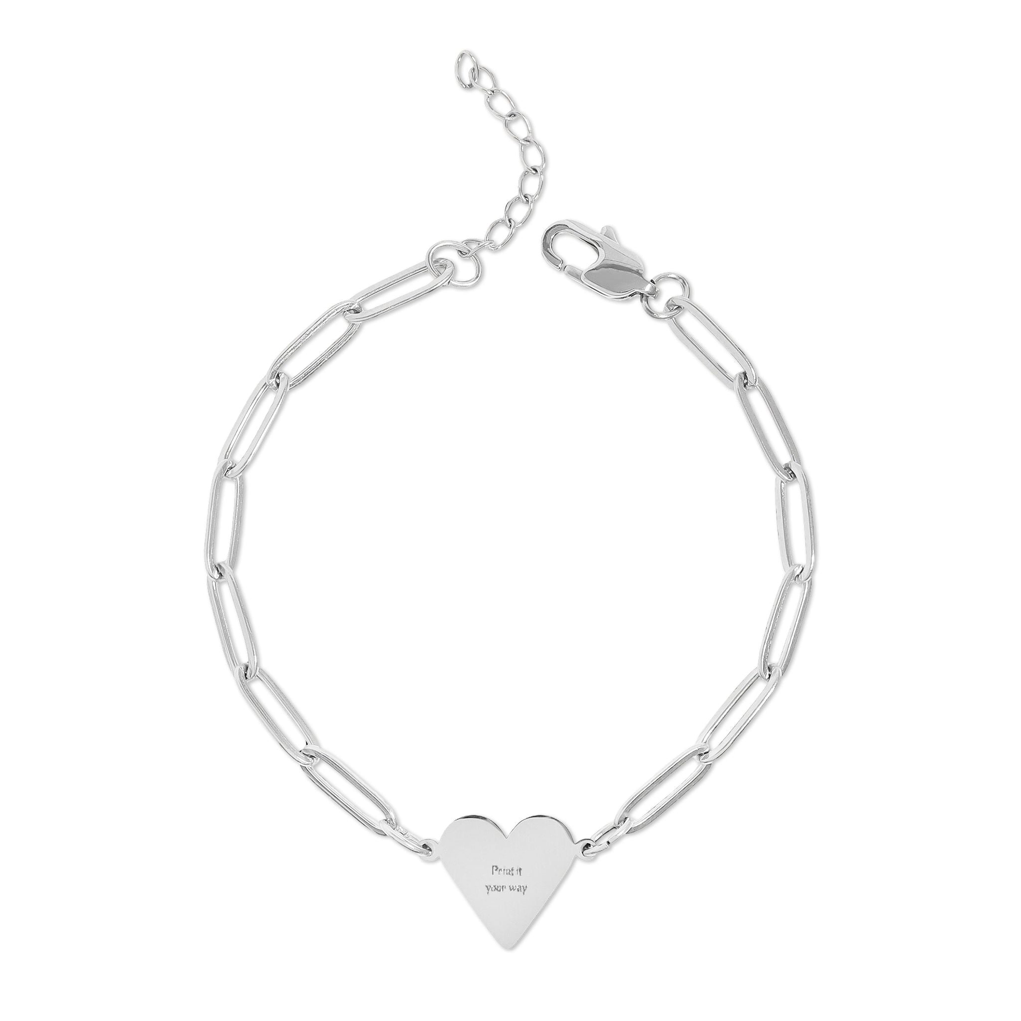 Engravable Paperclip Heart Bracelet — Personalized Gold/Rose Gold Chain Gift