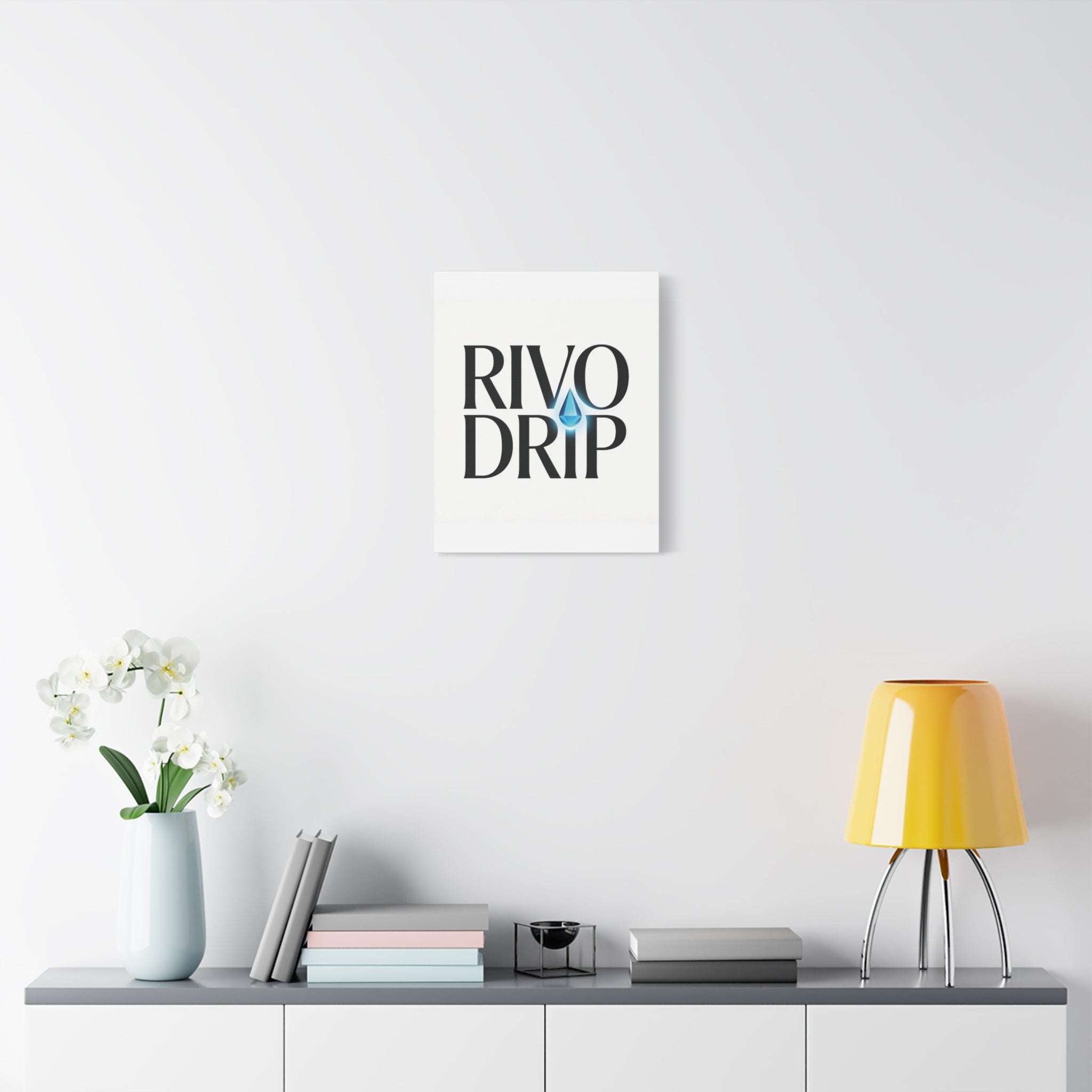 Personalize Logo Matte Canvas Print — Stretched Wall Art with Blue Droplet