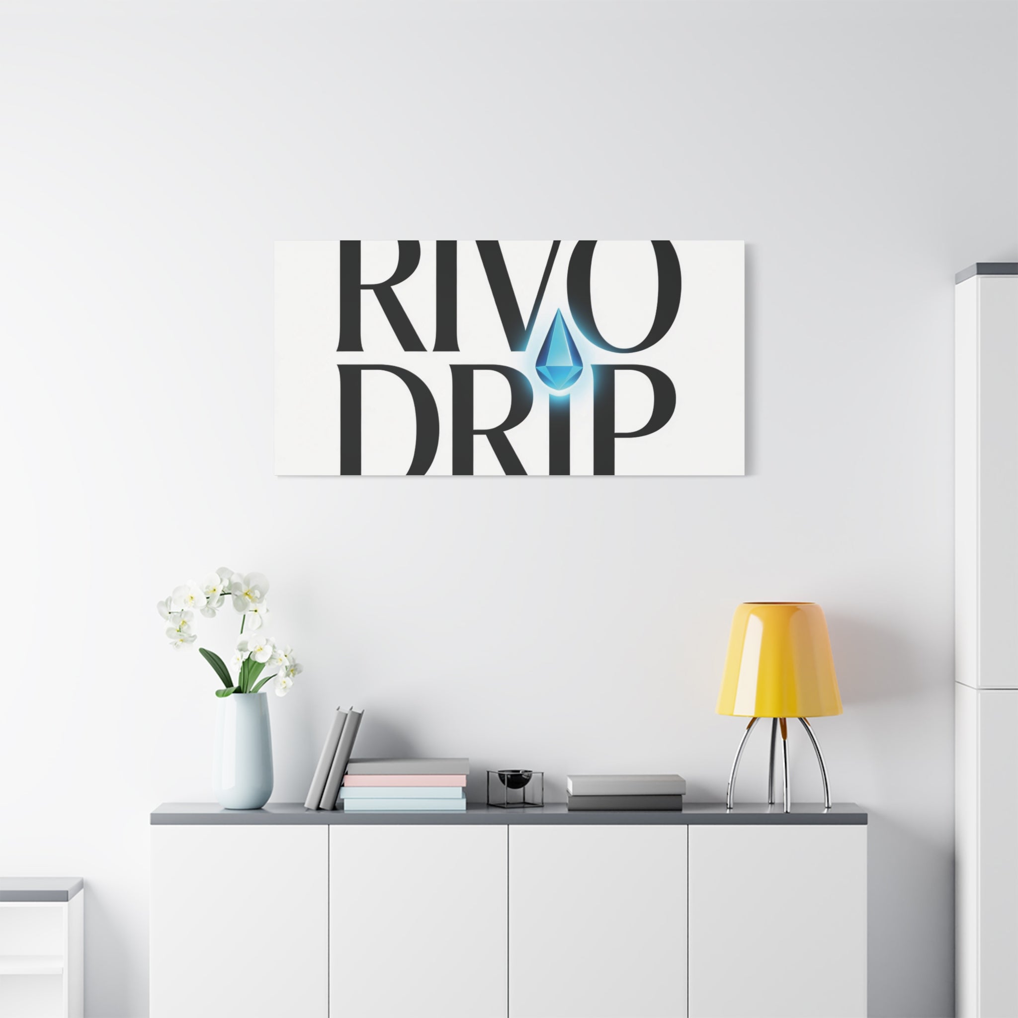 Personalize Logo Matte Canvas Print — Stretched Wall Art with Blue Droplet