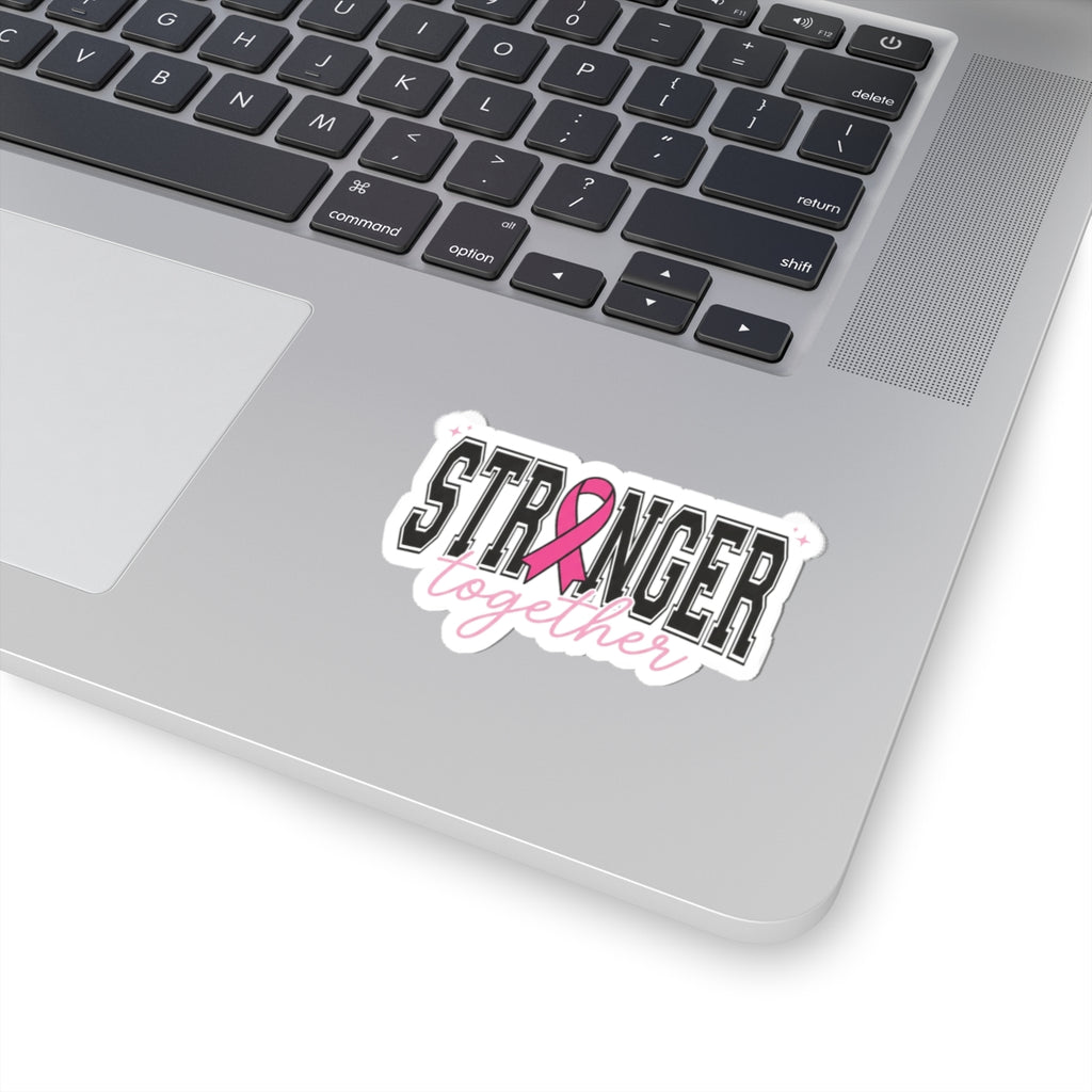 Stronger Together ribbon Kiss-Cut Stickers | Breast Cancer Awareness, Pink