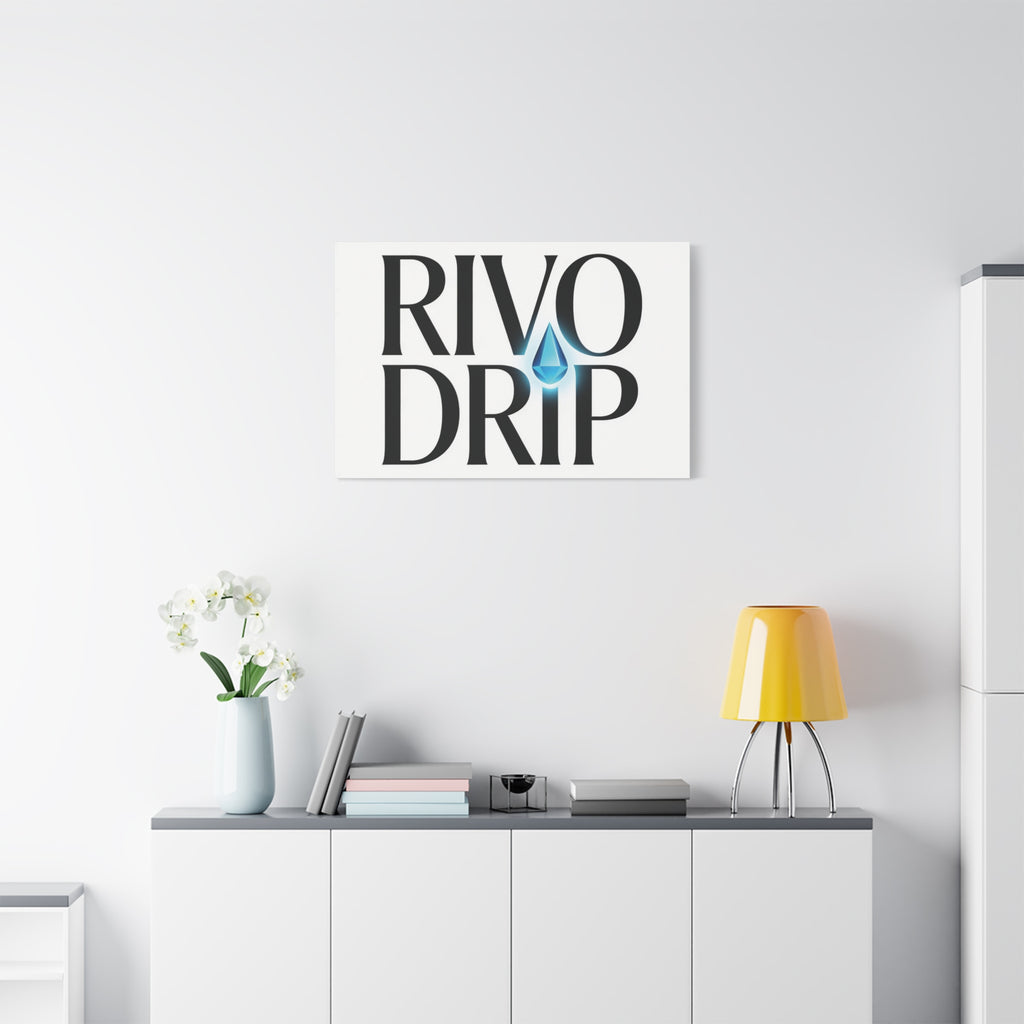 Personalize Logo Matte Canvas Print — Stretched Wall Art with Blue Droplet