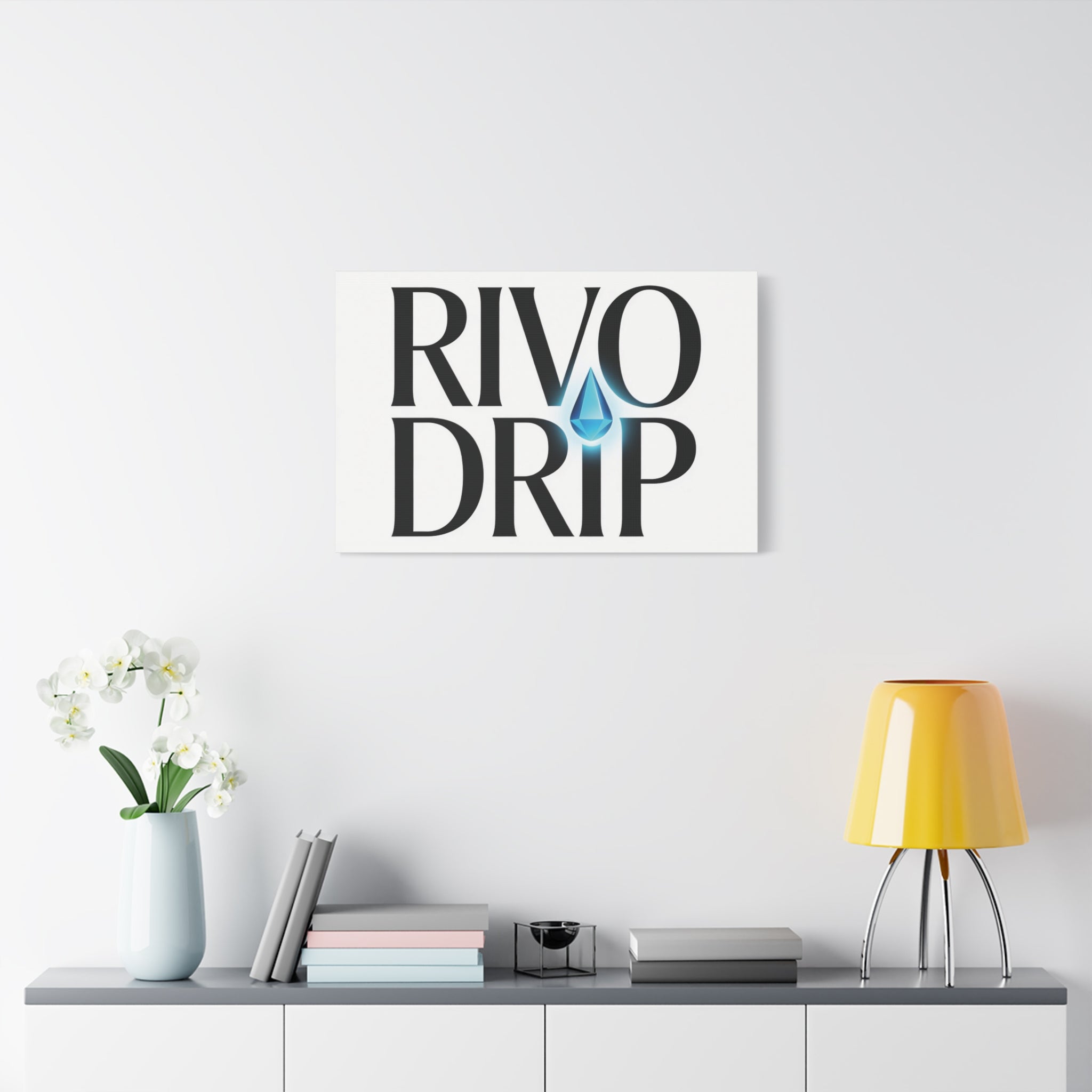 Personalize Logo Matte Canvas Print — Stretched Wall Art with Blue Droplet