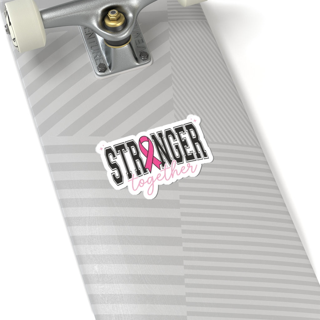 Stronger Together ribbon Kiss-Cut Stickers | Breast Cancer Awareness, Pink
