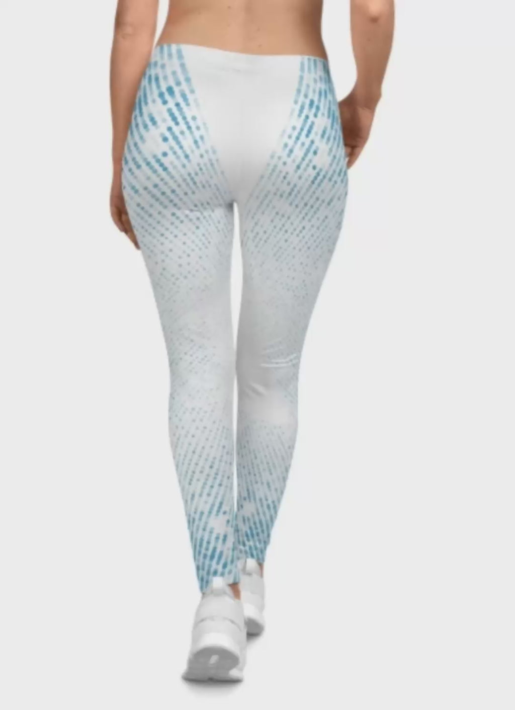 Blue Pixel Fade Leggings — Women's Casual All-Over Print