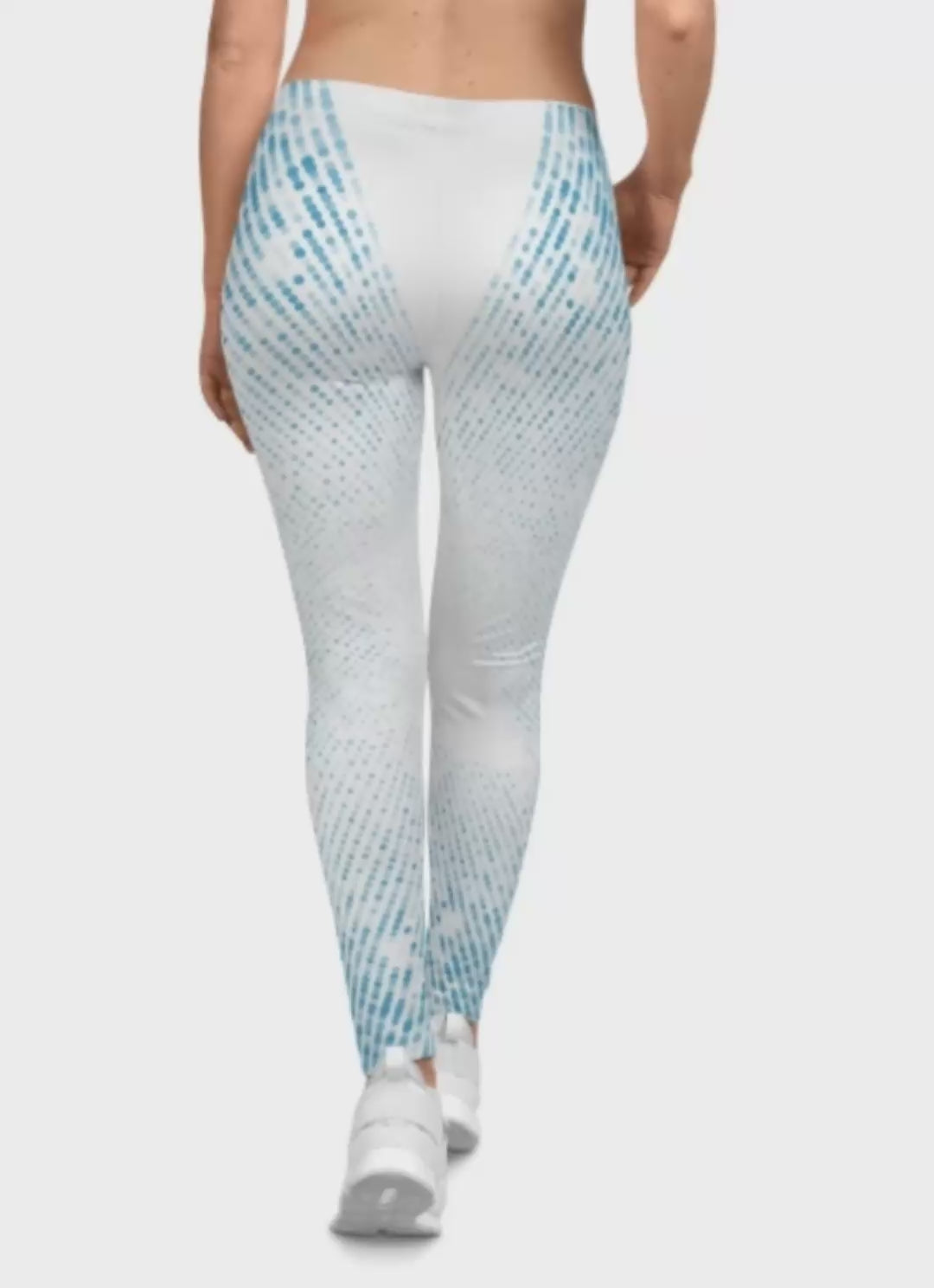 Blue Pixel Fade Leggings — Women's Casual All-Over Print